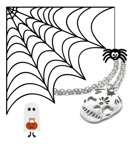 Collar Dije Calavera Acero Día De Muertos Catrina Halloween