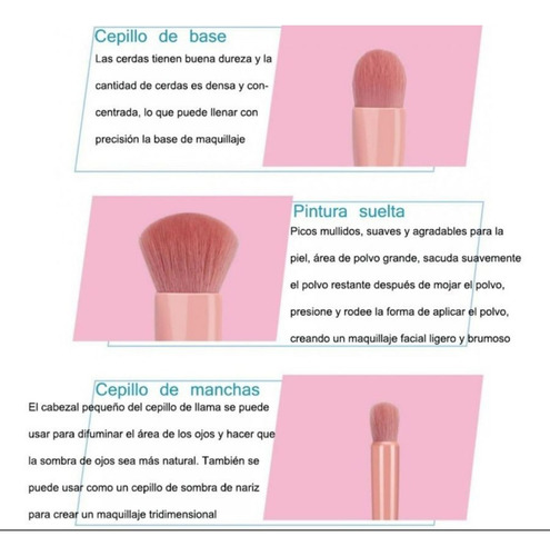 Juego Brochas Con Espejo Maquillaje Viaje Fácil Llevar 5 Pza