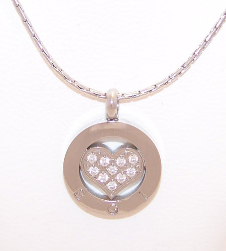 Conjunto Corazon Cubic Acero Personalizado Grabado + Caden 