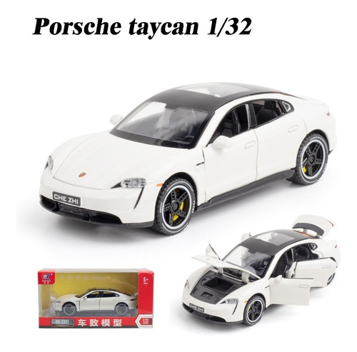 Porsche Taycan Miniatura Metal Coche Con Luces Y Sonido 1/32