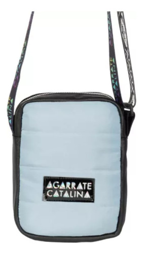 Cartera Porta Celular Agarrate Catalina Inflada Color Celeste Diseño De La Tela Matelassé