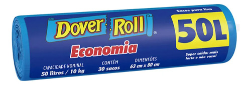 Saco Para Lixo 50l Dover Roll Economia Azul 30un