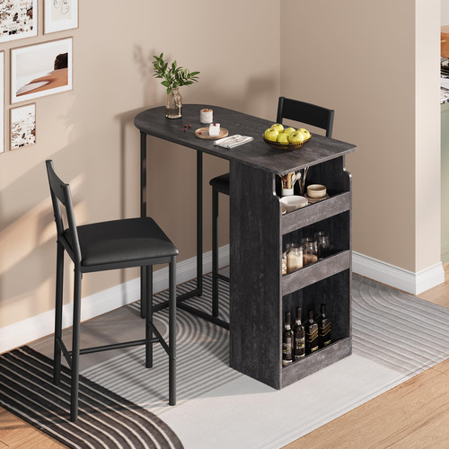 Garveehome Juego De Mesa Y Sillas De Bar Para 2 Juego De