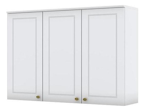 Armário Aéreo Grande 3 Portas Cozinha 120cm Henn Branco Mdf