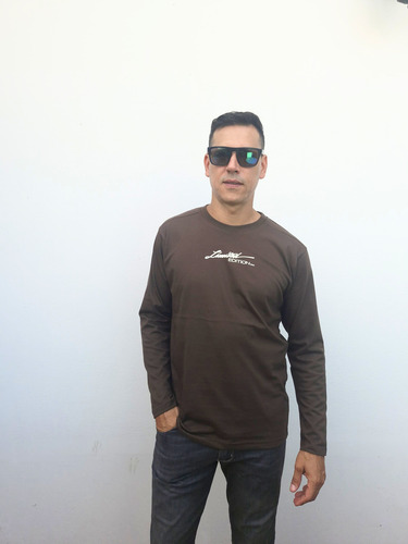 Remera Hombre Manga Larga Estampado De Algodón Peinado