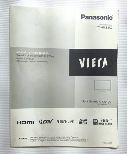 Pantalla Panasonic 1080p 42 Funciona Al 100% Tc-42ls24x (Usado)