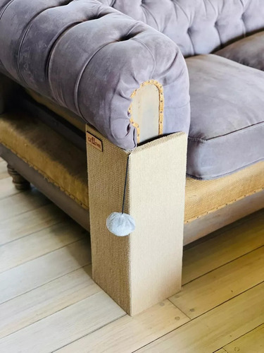 Rascador Gatos Para Sillon Esquinero Con Juguete Beige