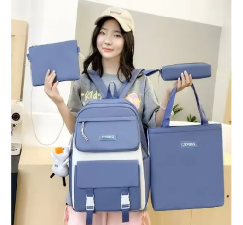 Conjunto De Cuatro Piezas De Estilo Coreano Escolar Mujer Azul Claro N/a