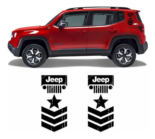 Adesivo Faixa Lateral Jeep Renegade Militar Par Rng27 Cor ADESIVO JEEP RENEGADE