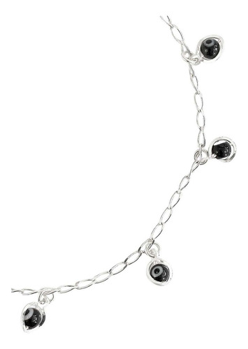 Pulsera Ojo Turco Suerte Colores Mujer Plata Ley 925 Color Negro Diámetro 6 Cm Largo 1 Cm