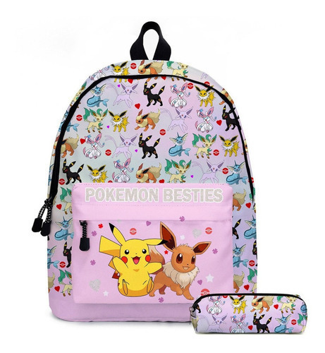 2 Unids/set Pokemon Pikachu Mochila Escolar Estuche Para