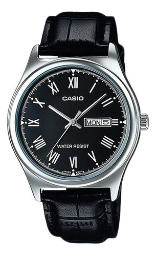 Relógio de calendário de couro masculino Casio MTP-V006L 