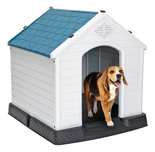 Casa Para Perro Chico Mediano Térmica De Plástico 73cm Color Azul