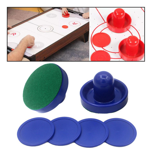 Juego De Mini Deslizadores De Hockey De 2 Empujadores Azules