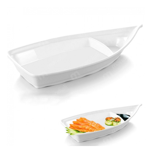 3 Barcos Barca Travessa Restaurante Chinês Sushi Sashimi Açai Branco Melanina Profissional 58cm