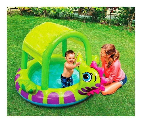 Imagen 2 de 2 de Pileta inflable caballito de mar Intex 57110 114L verde, violeta y magenta