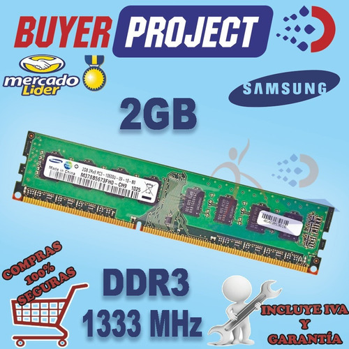 Imagen 1 de 3 de Memoria Ram Samsung Ddr3 2gb Pc3-10600 1333mhz Pc Escritorio