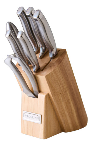 Juego De Cuchillos Cocina Taco De Madera Con Tijera 7 Piezas