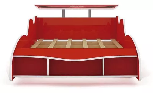 Cama Infantil Solteiro Carro Formula 1 Vermelho para Colchão 88cm