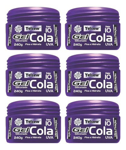 Gel Cola Fixador Yelsew Uva 240g - Kit C/ 6un