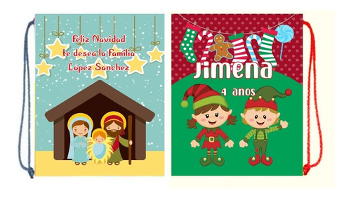 10 Costalitos Navidad  Aguinaldos Personalizados Navideños 