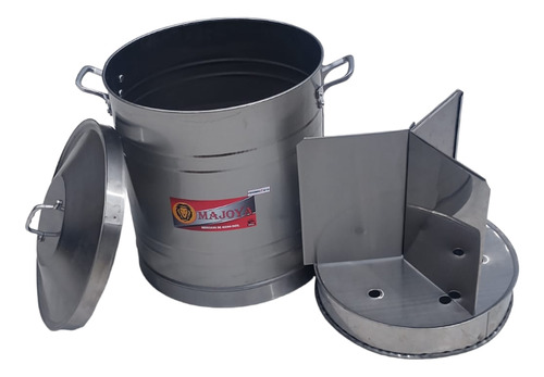 Olla Vaporera Tamalera Reforzada De Acero Inoxidable 35lts. Plateado