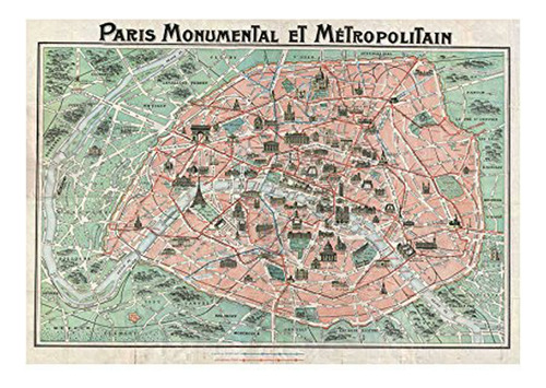 Mapa Ilustrado Antiguo Robelin Paris Art Print Cuadro F12x36