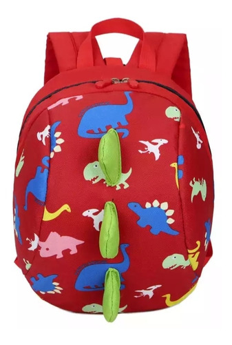 Mochila Dinosaurio Arnés Correa Preescolar Útil Rojo Intenso