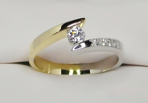 Anillo Compromiso Oro 18 K Diamantes De 0.16 Ct.