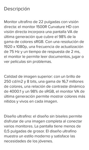 Monitor Curvo 22 (Usado)