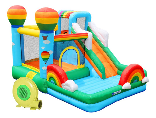 Trampolín Grande Para Niños Para Exteriores Bomba Inflable Lona De Salto Azul
