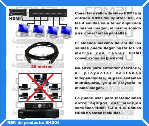 Imagen 4 de 6 de Multiplicador 1 X 4 Para Hd Digital Ref: Shd04 Computoys Sas
