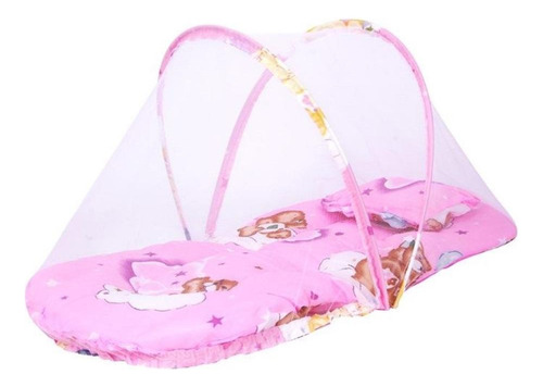 Mosquitera infantil, cuna con alfombrilla rosa para niñas