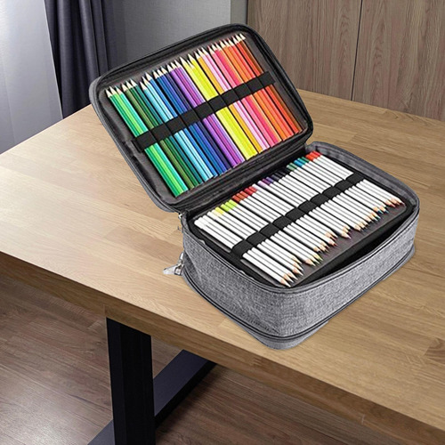 Estojo Organizador De Lápis Colorido Com 300 Cinza