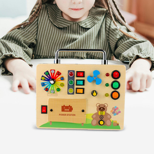 Tablero De Actividades De Madera Con Luces Led, Juguete D