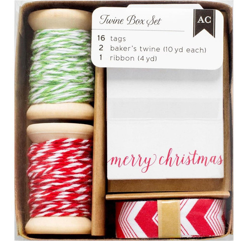 Twine Box Set / Caja De Hilos Y Etiquetas De Navidad