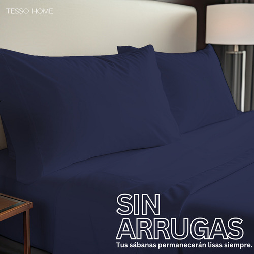 Tesso Juego de Sábanas Ultrasoft juego de microfibra Matrimonial Marino