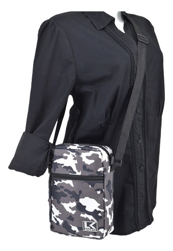 Bolsa Transversal Masculina Feminina Shoulder Bag Camuflado Cor Verde