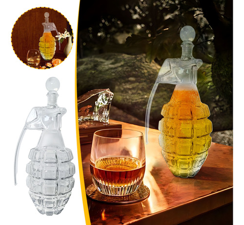 Botella De Licor De Vidrio Transparente Vintage Con Forma De