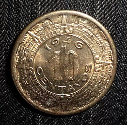 Moneda 10 Centavos 1946 Calendario Azteca Nueva  Nueva