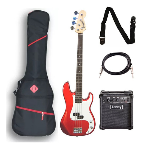 Combo Bajo Leonard Precision Rojo Con Amplificador Laney 