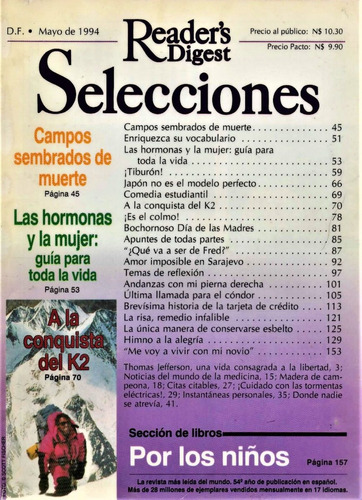 Selecciones Mayo 1994 - Hormonas - Conquista Del K2 - Japón