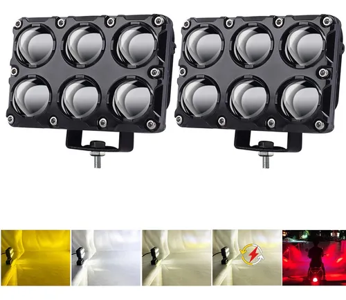 comprar Par Faros De Auxiliares 6 Ojos Led 5 Modos Lupa Moto Y Auto