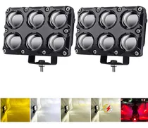 Comprar Par Faros De Auxiliares 6 Ojos Led 5 Modos Lupa Moto Y Auto