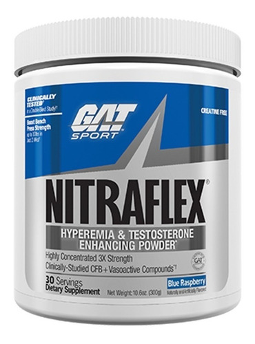 Pre Entreno Gat Nitraflex 300 Gramos 30 Servicios Sabor Mora