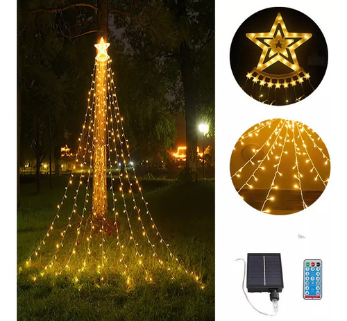 Decoración Solar De Navidad Con Pentagrama Led Para Césped Y