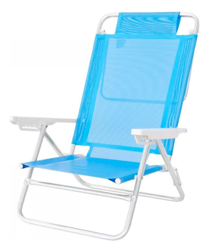 Silla Summer Reposera Aluminio Posiciones Playa Azul