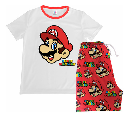 Pijama Short Para Niño Super Mario Luigui Peach