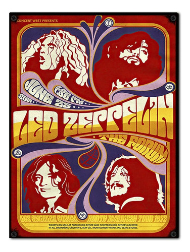 #959 - Cuadro Vintage - Led Zeppelin Poster Rock No Chapa
