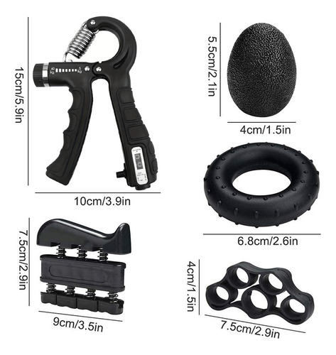 Set 5 Piezas De Ejercitador Agarre Ajustable Para Dedos